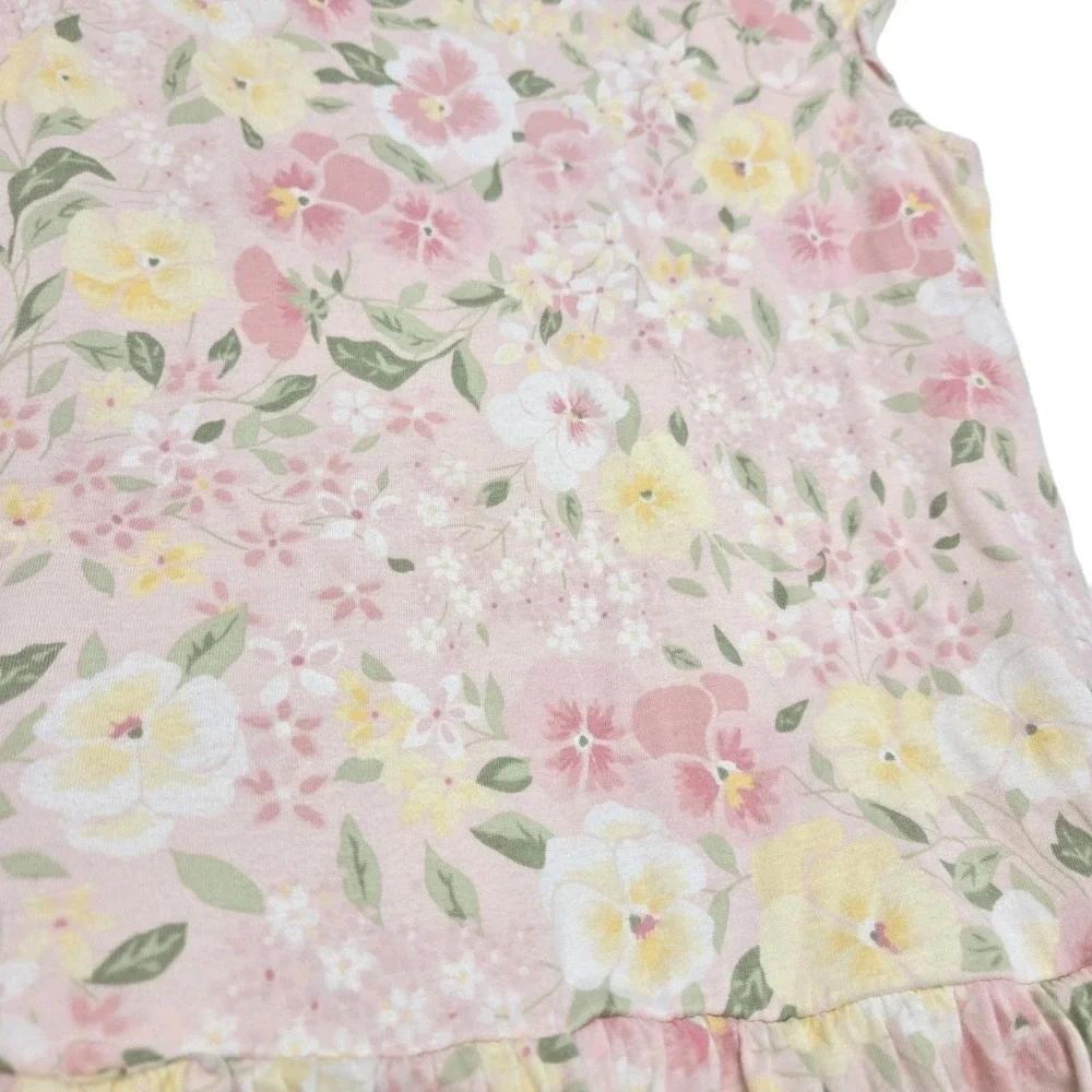 Gymboree Garden Bloom Pink Floral Spring Dress Tiered Ruffle 100% Cotton Girls 7
